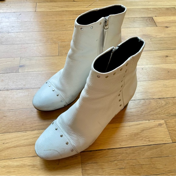 Rebecca Minkoff Studded Leather Ankle Boots, White sz 8.5 - Picture 4 of 11